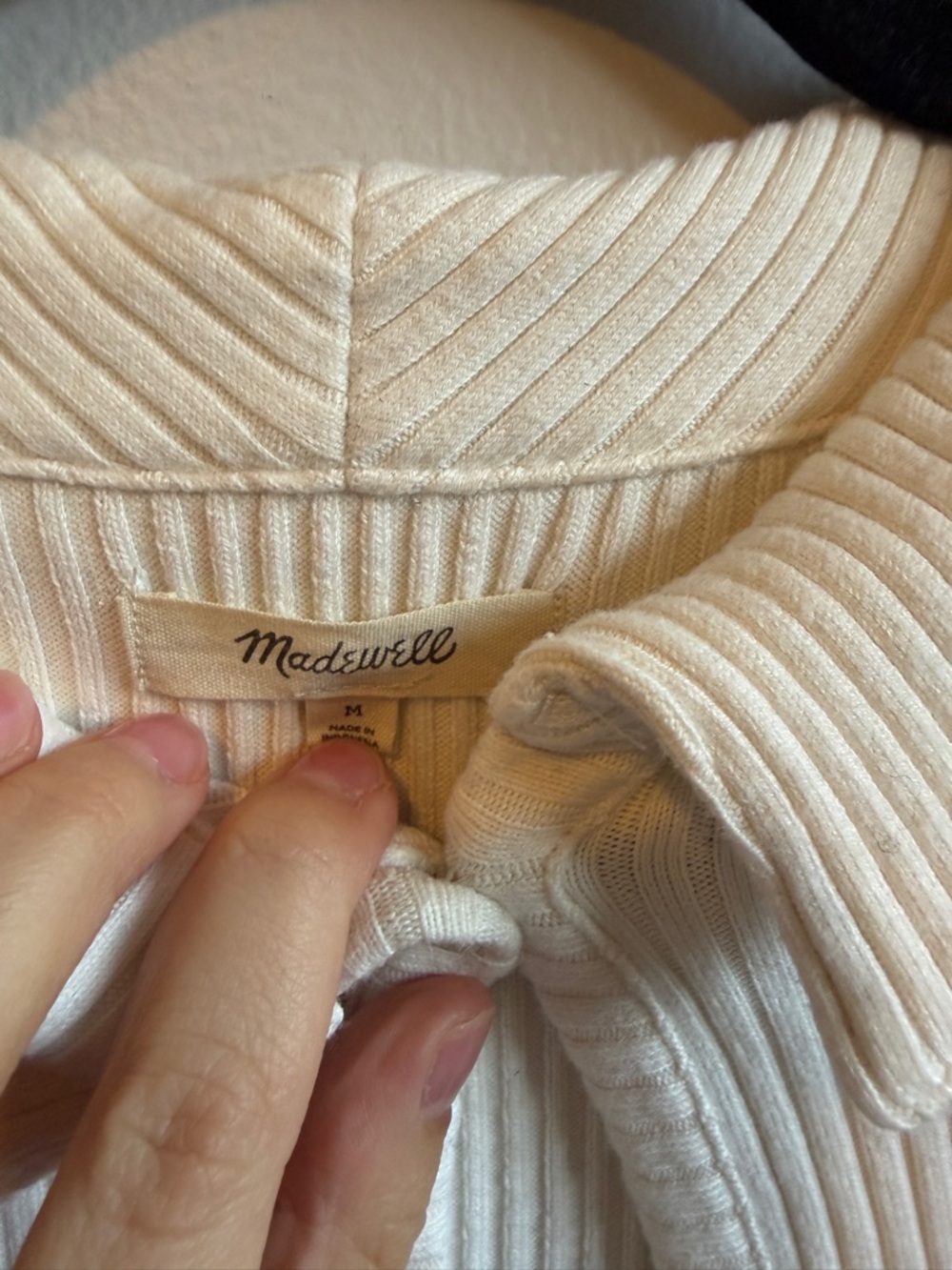 Madewell Cream Ribbed Button-Front Collared Cardigan - Picture 2 of 3